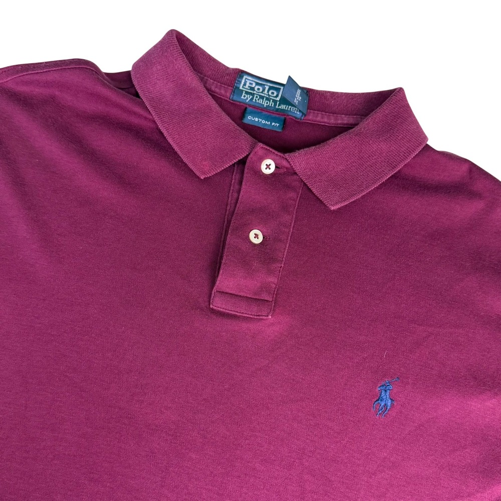 Polo Ralph Lauren Mens L Polo Shirt Burgundy Custom Fit Short Sleeve